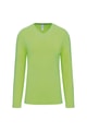 Heren T-shirt lange mouw V Hals Kariban K358 LIME